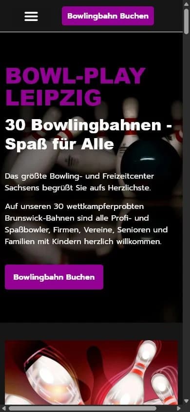 Echte mobile Ansicht der von Northa Systems gestalteten Bowl-Play-Website