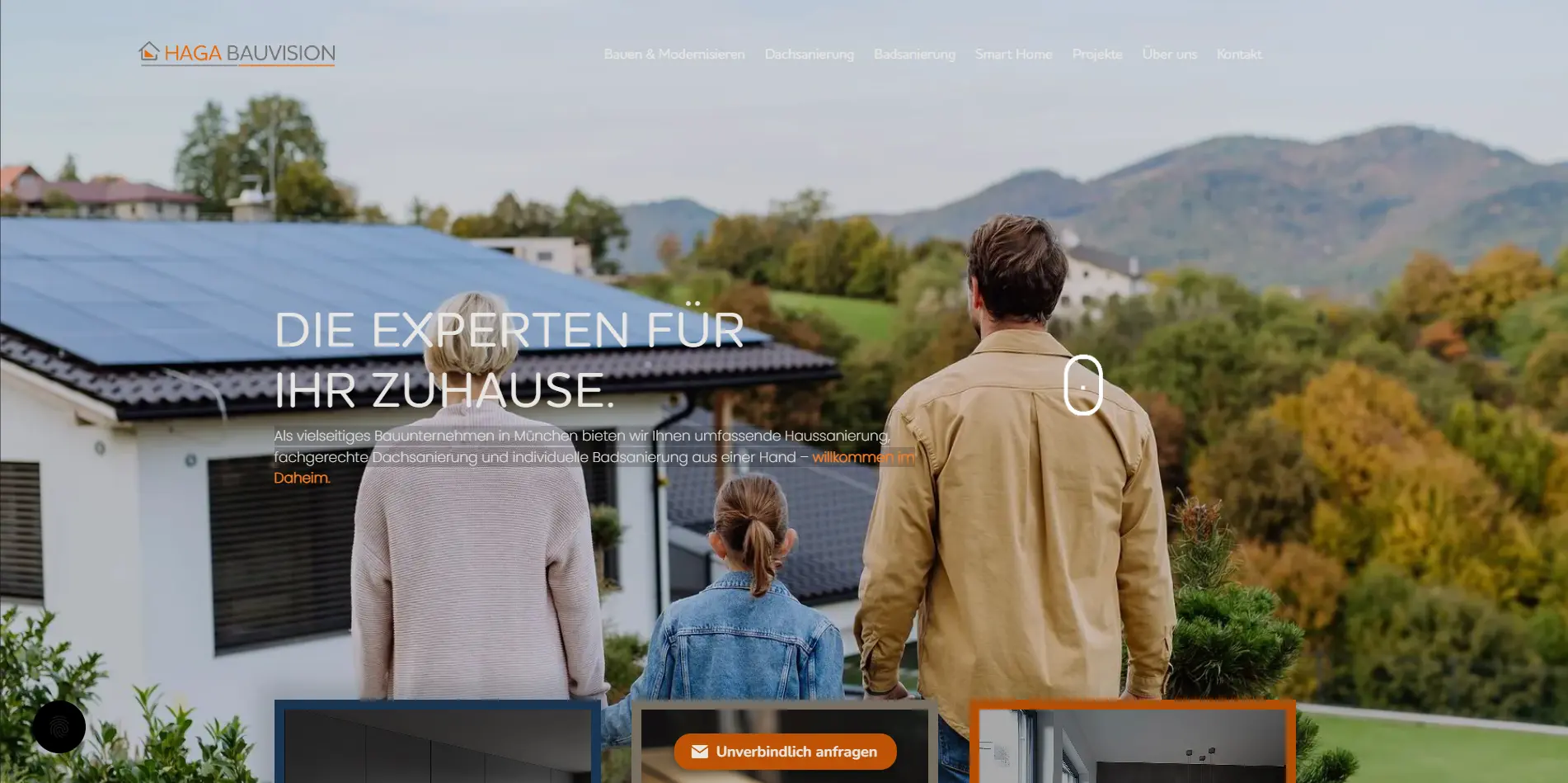 Von Northa Systems realisierte Startseite von HAGA Bauvision